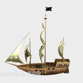 Sea Wood Sailboat 3d model