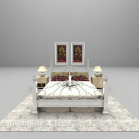 מיטת חדר שינה אירופאית פשוטה דגם תלת מימד