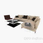 Enkel og smuk moderne kinesisk sofa sofabord kombination 3d model.
