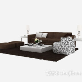 Simple And Elegant Modern Sofa Set 3d model
