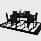 Simple and practical black series small round dining room 3d model .