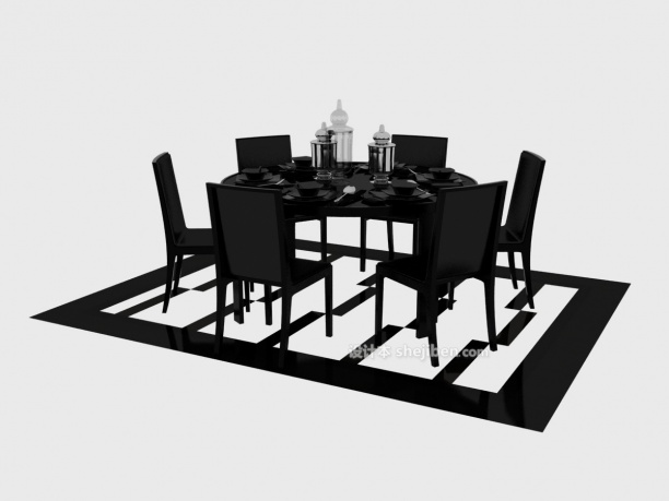 Mesa de comedor redonda pequeña negra con sillas
