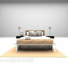 シンプルなベッドとカーペットセット3Dモデル