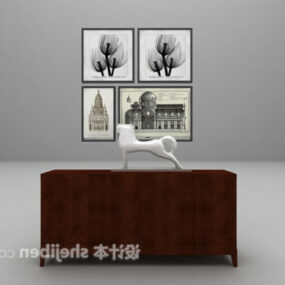Mueble de entrada de madera simple modelo 3d