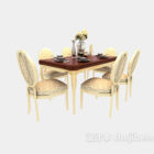 Simple natural style dining table library free 3d model .