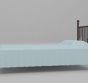 Simple Single Bed With Mattress 3d model