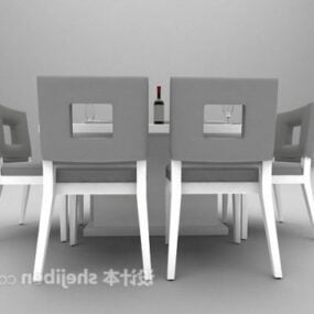 كرسي طاولة طعام خشب تصميم بسيط نموذج ثلاثي الأبعاد