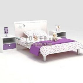 Single Bed Purple Set 3d model