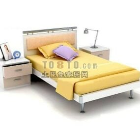 Round Bed With Tufted Backwall 3d model