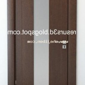 Bílé dřevěné dveře s otevřeným sklem 3D model
