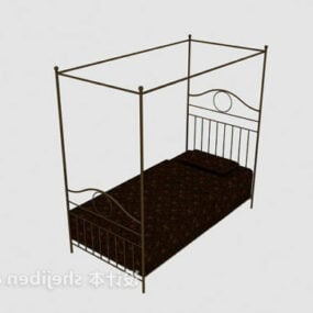 3д модель односпальной железной кровати с балдахином