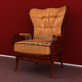 Single Chair Wood Frame 3d model