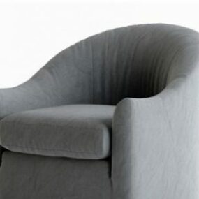 Einzelnes Sofa mit grauer Stoffstruktur, 3D-Modell