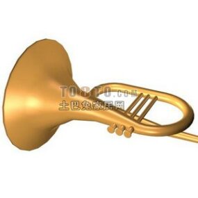 Piccolo strumento a tromba in ottone modello 3d