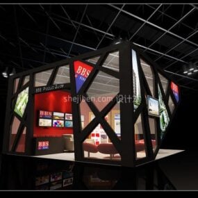 3D model scény interiéru malé showroomu