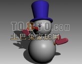 Snowman Doll With A Hat 3d model