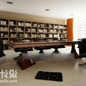 Salle de bibliothèque avec table de canapé modèle 3D