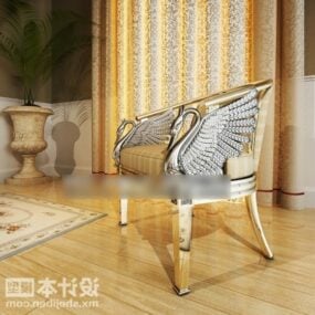 Upholstered Armchair Curved Back 3d model