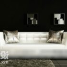 Белый кожаный современный диван с подушкой