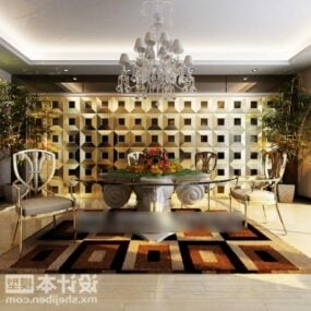 Luxurious Living Room With Sofa Table Chair 3d model