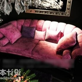 Upholstery Shell Sofa Pink Color 3d model