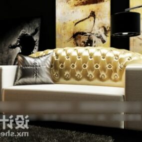 Golden Chesterfield Sofa Antique Style 3d model