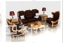 Classic Sofa Chair Table And Lamp Set 3d model