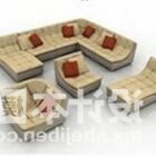 Conjunto moderno de sillón de sofá de cuero beige
