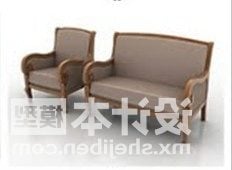 Model 3d Kursi Sofa Vintage Kanthi Warna Coklat