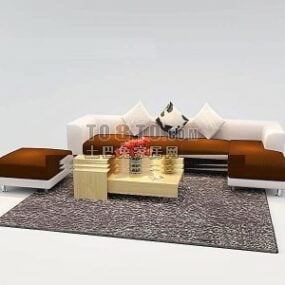 Soffa med soffbordsmatta 3d-modell