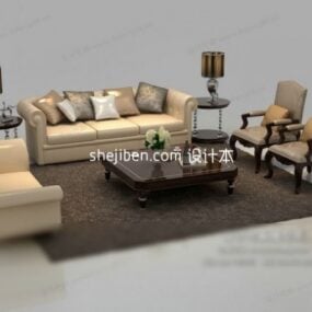 Brown Leather Accent Armchair 3d model