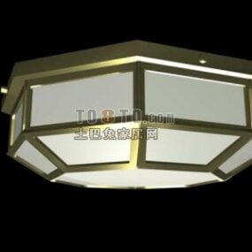 3д модель потолочного светильника с золотой рамой