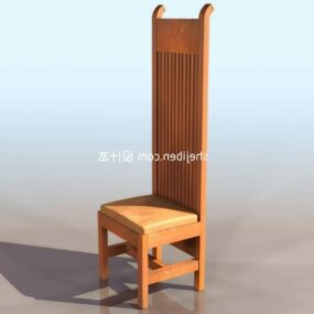 Matstol i trä med hög rygg 3d-modell