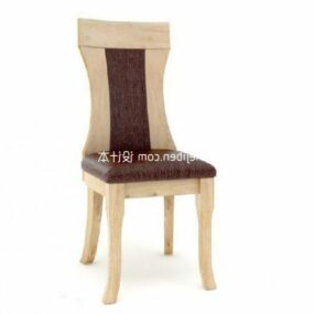 Cadeira de jantar de madeira com encosto alto Modelo 3D