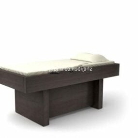 Modelo 3d de cama queen size de madeira antiga