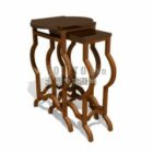 Solid wood table and chair 3d model .