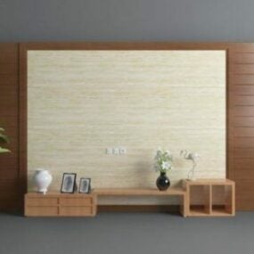 アジアンスタイルのテレビの壁のデザイン3Dモデル