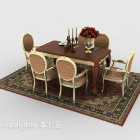 Asian Dinning Furniture With Table Chair 3d model