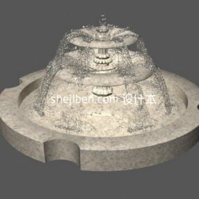 3д модель каменного фонтана круглой формы