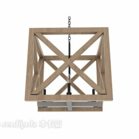 正方形の木枠シャンデリア3Dモデル