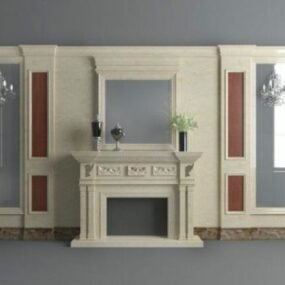 European Fireplace Cabinet Stone Material 3d model