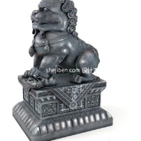 Statue chinoise de lion en pierre modèle 3D