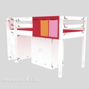 Student Dormitory Bed White Painted 3d model