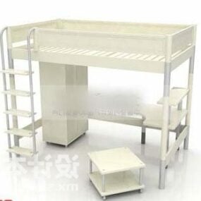 سرير بطابقين بإطار حديدي للطلاب نموذج ثلاثي الأبعاد