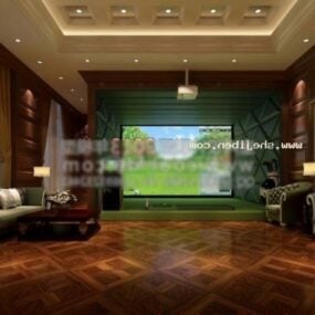 Domácí studio dřevěné podlahy interiér scény 3D model