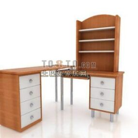 Study Table With Shelf Combine 3d model
