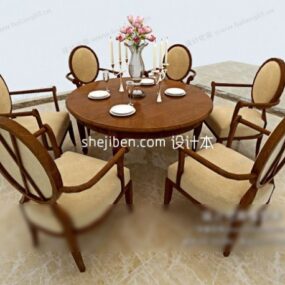 Antique Wood Table For Manager 3d model