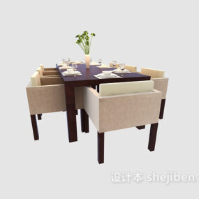Stylový a jednoduchý jídelní stůl židle 3D model