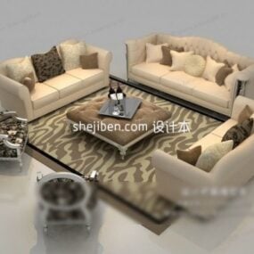 Сірий тканинний диван двомісний 3d модель