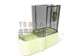 Cuarto de ducha de vidrio con bañera modelo 3d